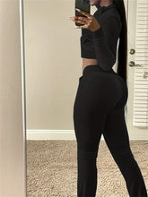 Crop Top And Pants Set With Front Zipper Design